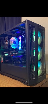 a pc case with a lot of lights on it